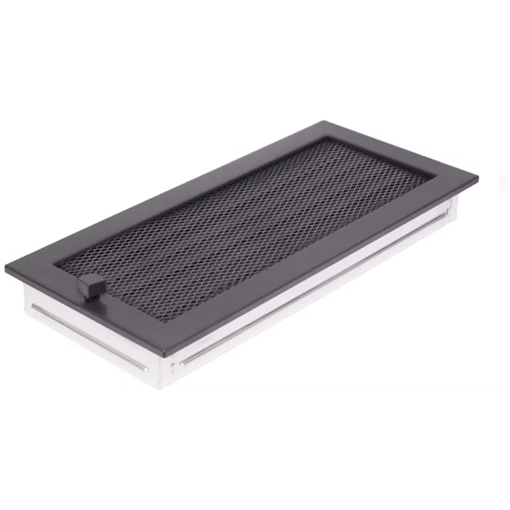 Grila ventilatie semineu cu jaluzele, otel, 370 x 170 mm, negru