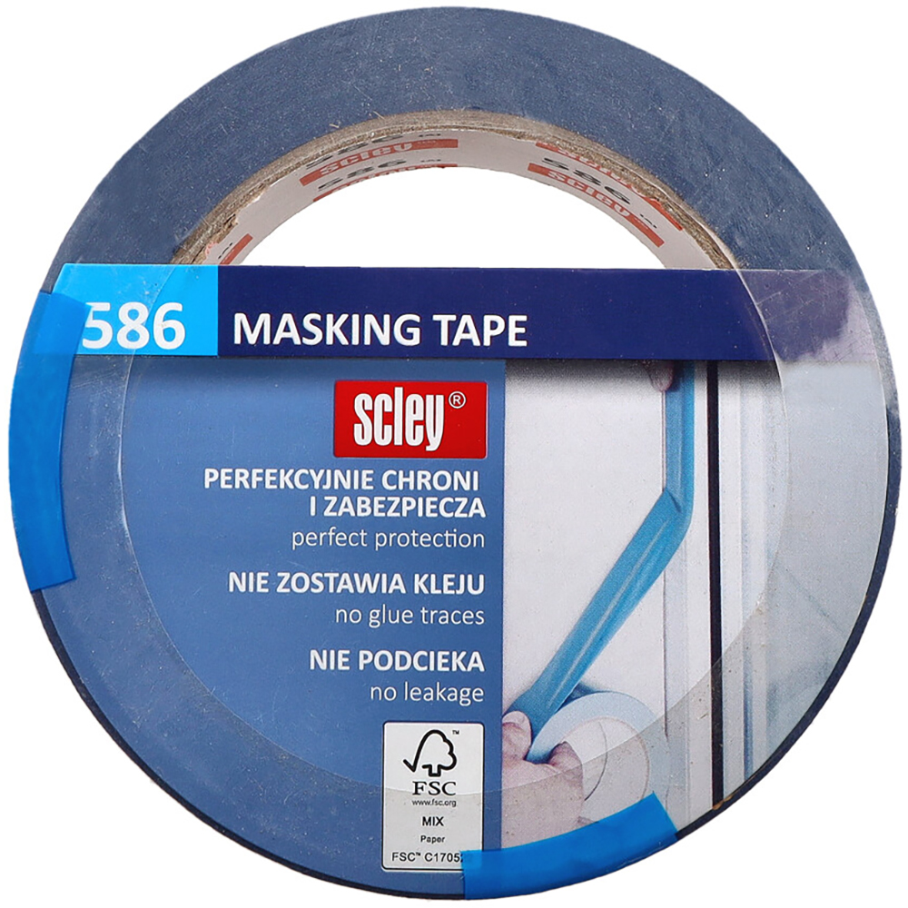 Banda adeziva mascare SCLEY 586 Masking Tape, 48mm x 33m, albastru