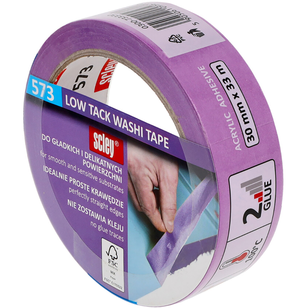 Banda adeziva mascare SCLEY 573 Low Tack Washi Tape, 30mm x 33m, mov