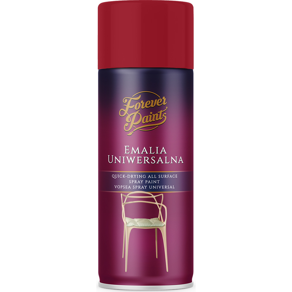 Spray vopsea email universala Forever Paints, rosu rubiniu lucios (RAL 3003), 400 ml