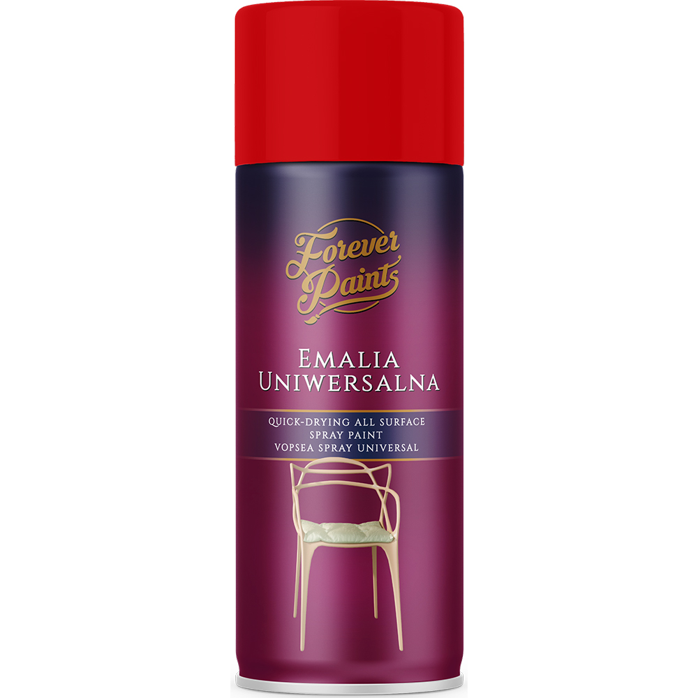 Spray vopsea email universala Forever Paints, rosu trafic lucios (RAL 3020), 400 ml