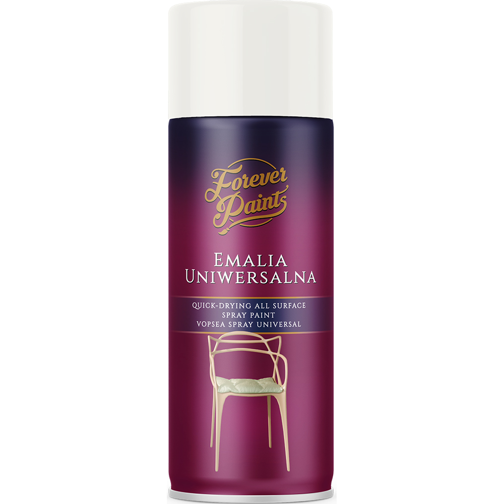 Spray vopsea email universala Forever Paints, alb pur lucios (RAL 9010), 400 ml
