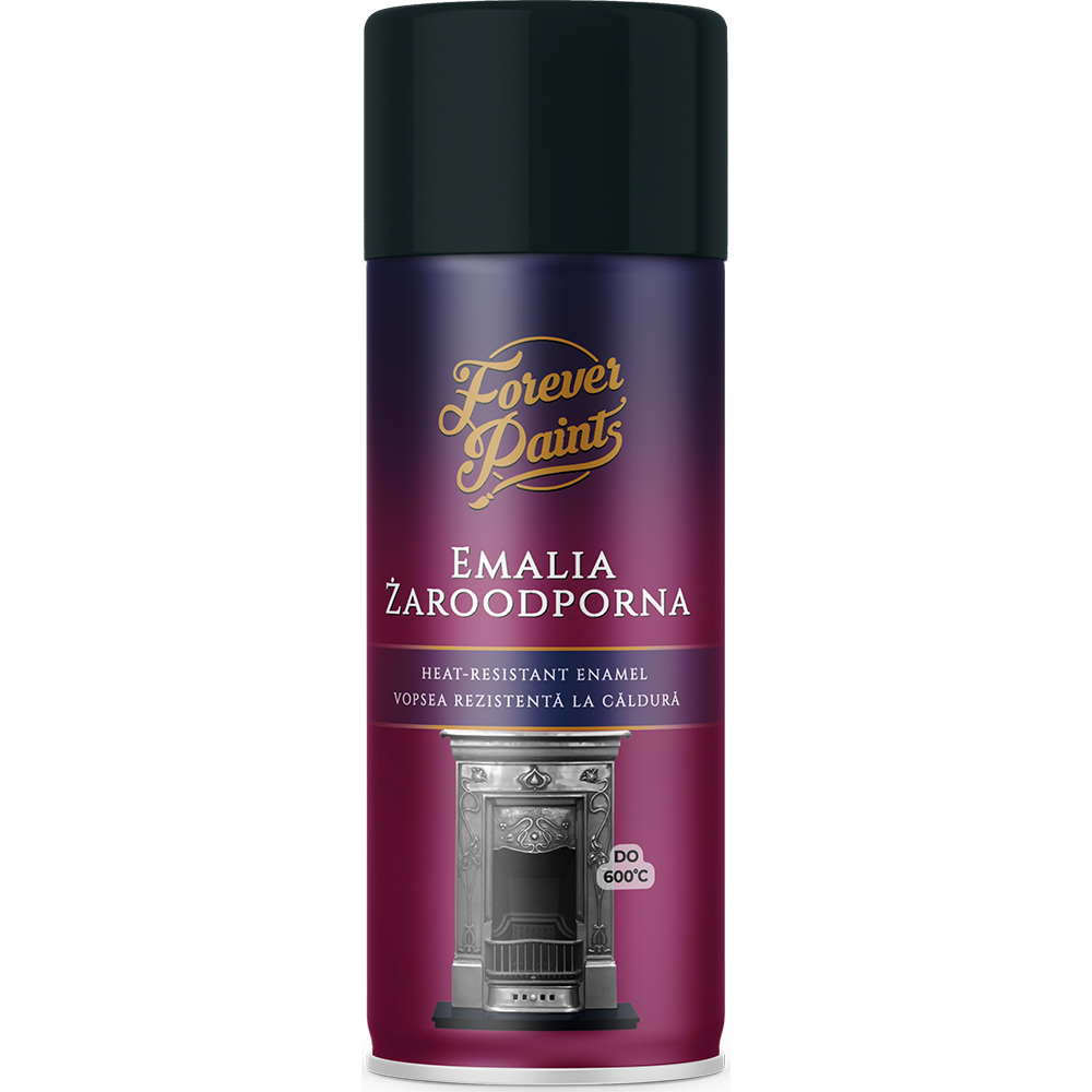 Spray vopsea email termorezistenta Forever Paints, negru mat, 400 ml