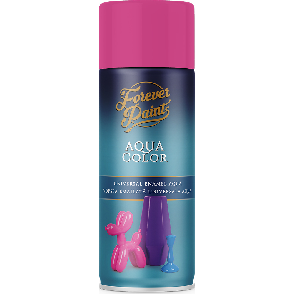 Spray vopsea email universala pe baza de apa Forever Paints Aqua Color, roz lucios (RAL 4003), 400 ml