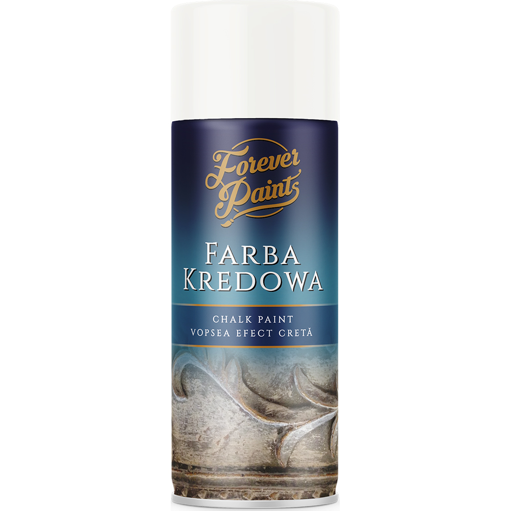 Spray vopsea cu efect de creta Forever Paints, alb mat, 400 ml