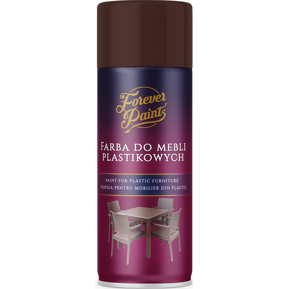Spray vopsea pentru mobilier din plastic Forever Paints, maro mat, 400 ml