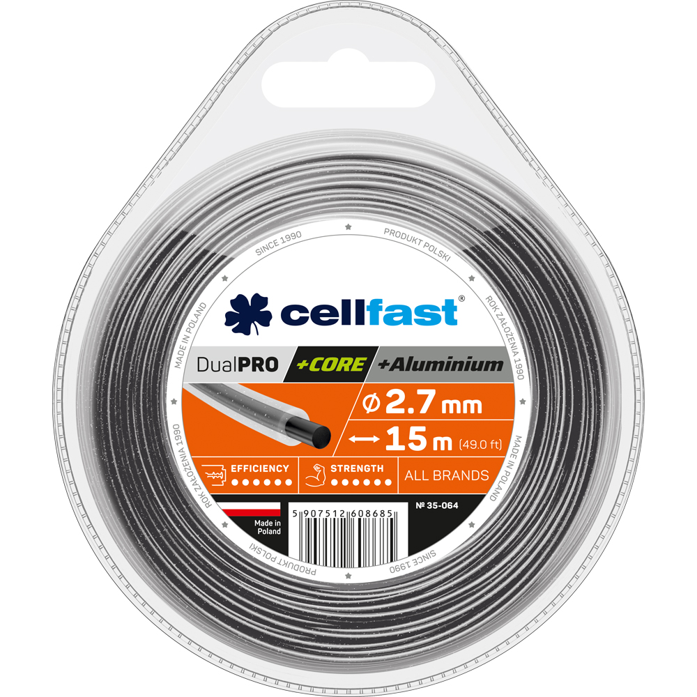 Fir insertie aluminiu trimmer, 2.7 mm, 15 m, negru