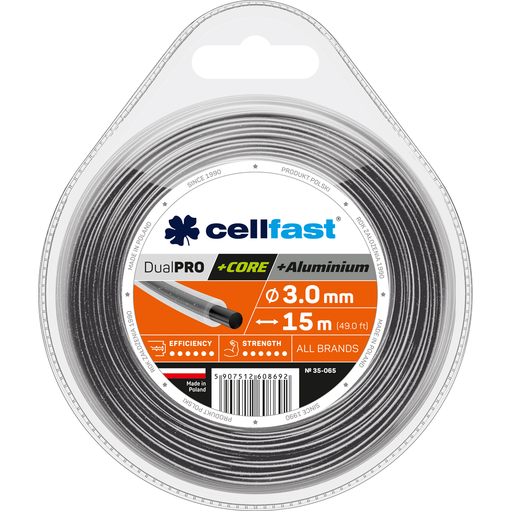 Fir insertie aluminiu trimmer, 3 mm, 15 m, negru