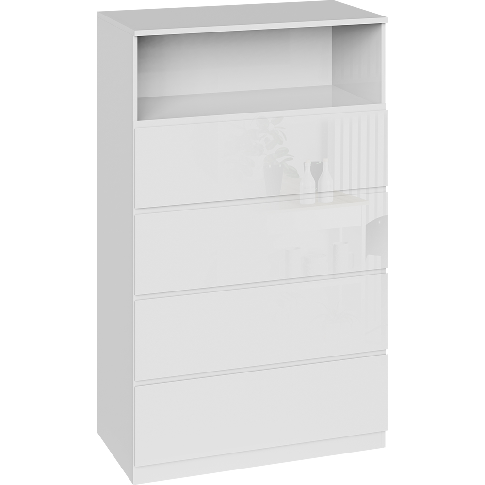 Comoda living BLACK AND WHITE Optimum 04, PAL, 78 x 40 x 128.5 cm, alb lucios