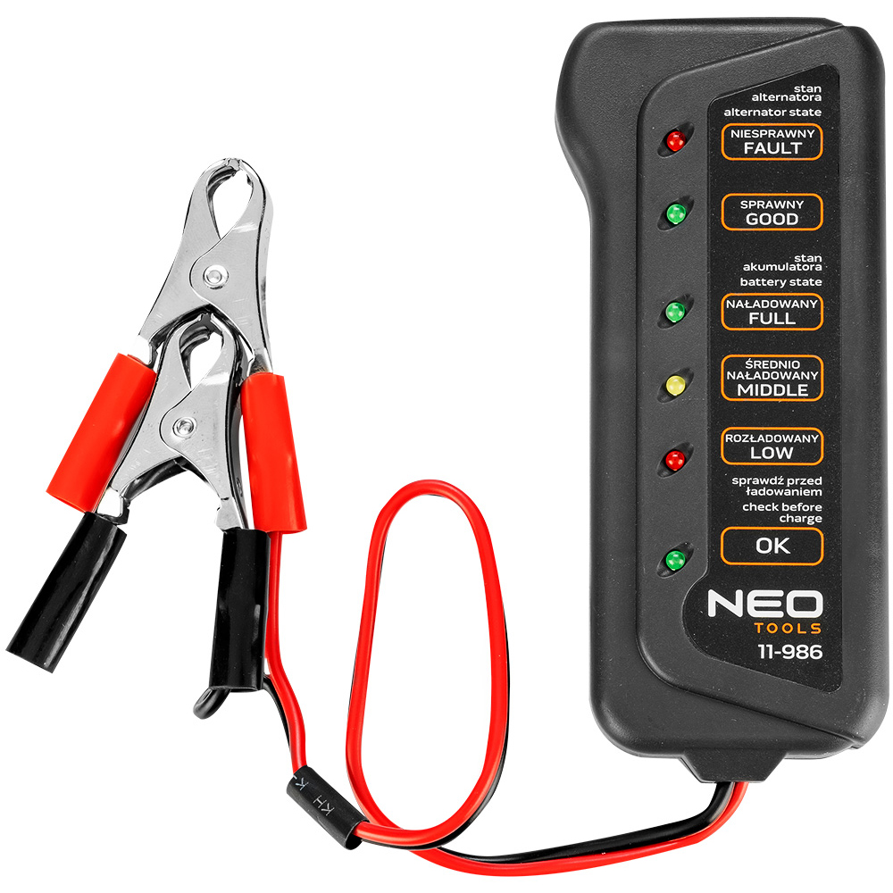 Tester baterie 12V NEO, digital, negru