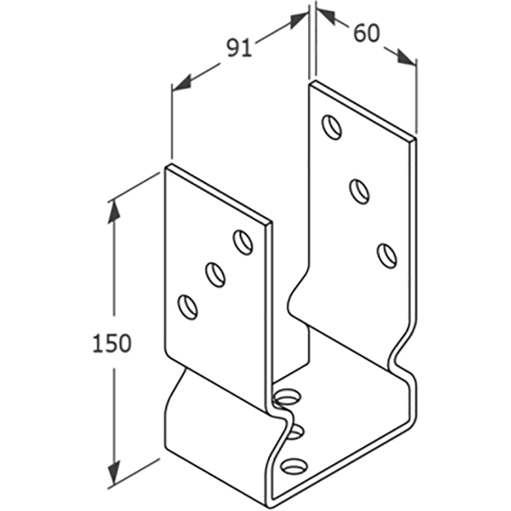 Suport stalp DMX PSOZ90, 91 x 150 x 60 x 4 mm
