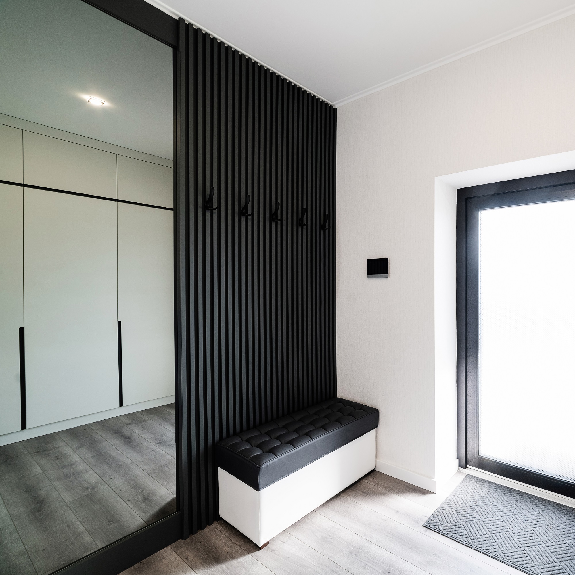 Panou riflaj decorativ, 265 x 15 x 3 cm, slim negru