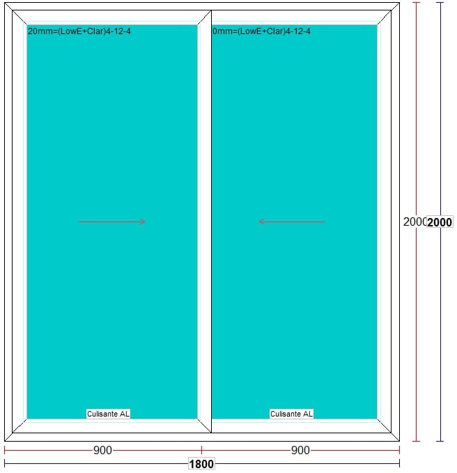 Usa exterior FENSTERWELT, cu geam, 1 camere, glisare, aluminiu, 180 x 200 cm, alb
