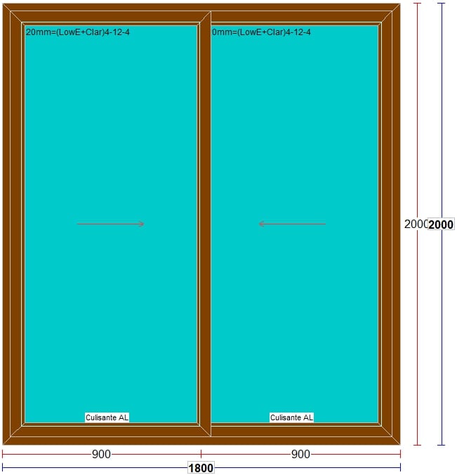 Usa exterior FENSTERWELT, cu geam, 1 camere, glisare, aluminiu, 180 x 200 cm, maro