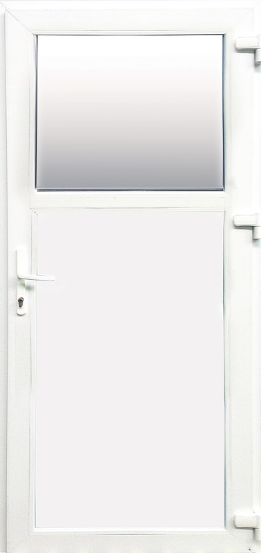 Usa exterior FENSTERWELT, cu geam, 4 camere, 1/3, stanga, PVC, 88 x 203 cm, alb