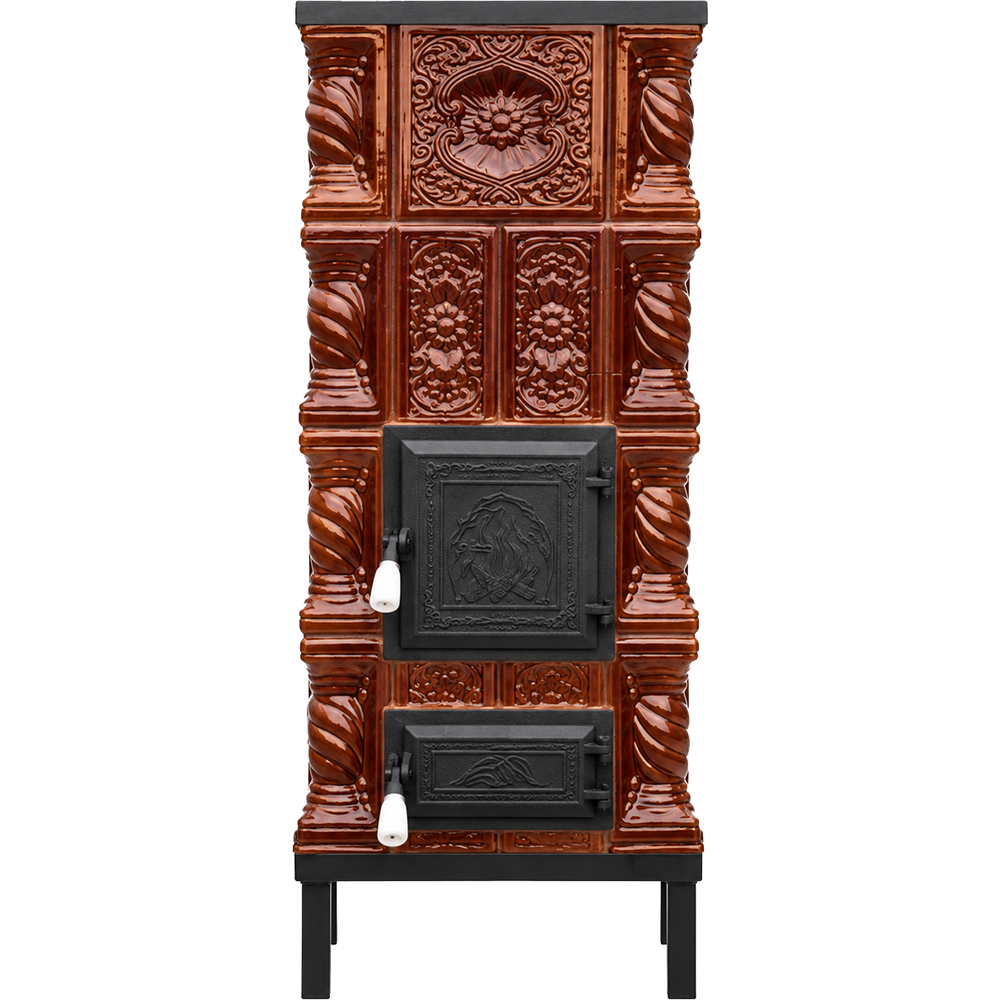 Soba teracota, 4 randuri + plita, 7kW, 46 x 46 x 110 cm, maro