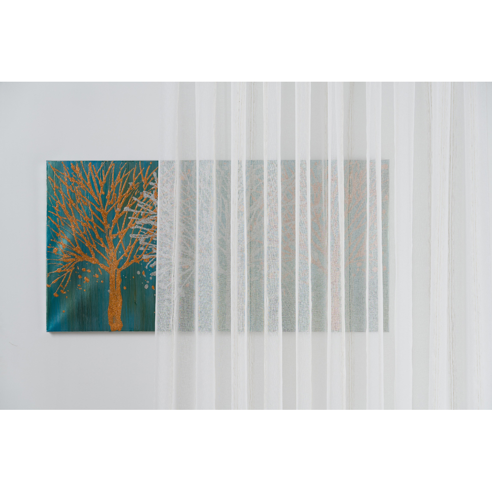Perdea Ampezzo, rejansa, 140 x 260 cm, alb