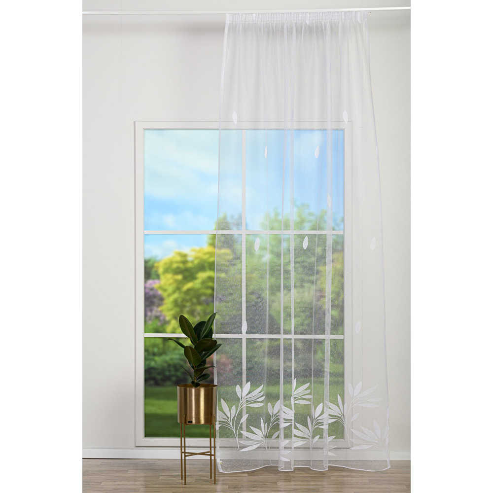 Perdea Petal, rejansa, 140 x 260 cm, alb