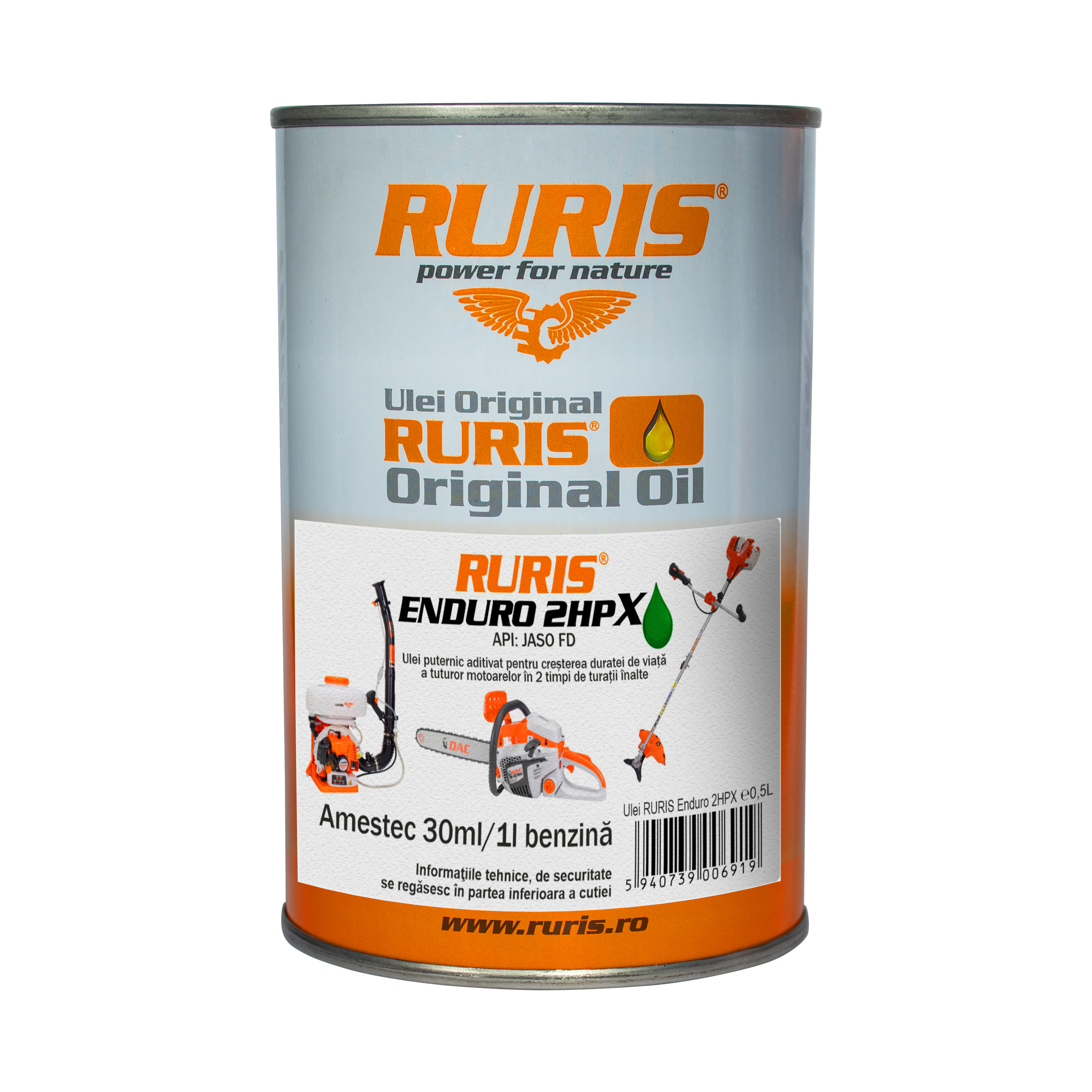 Ulei aditivat RURIS Jaso, Enduro 2hpX, motoare 2 timpi, 500ml