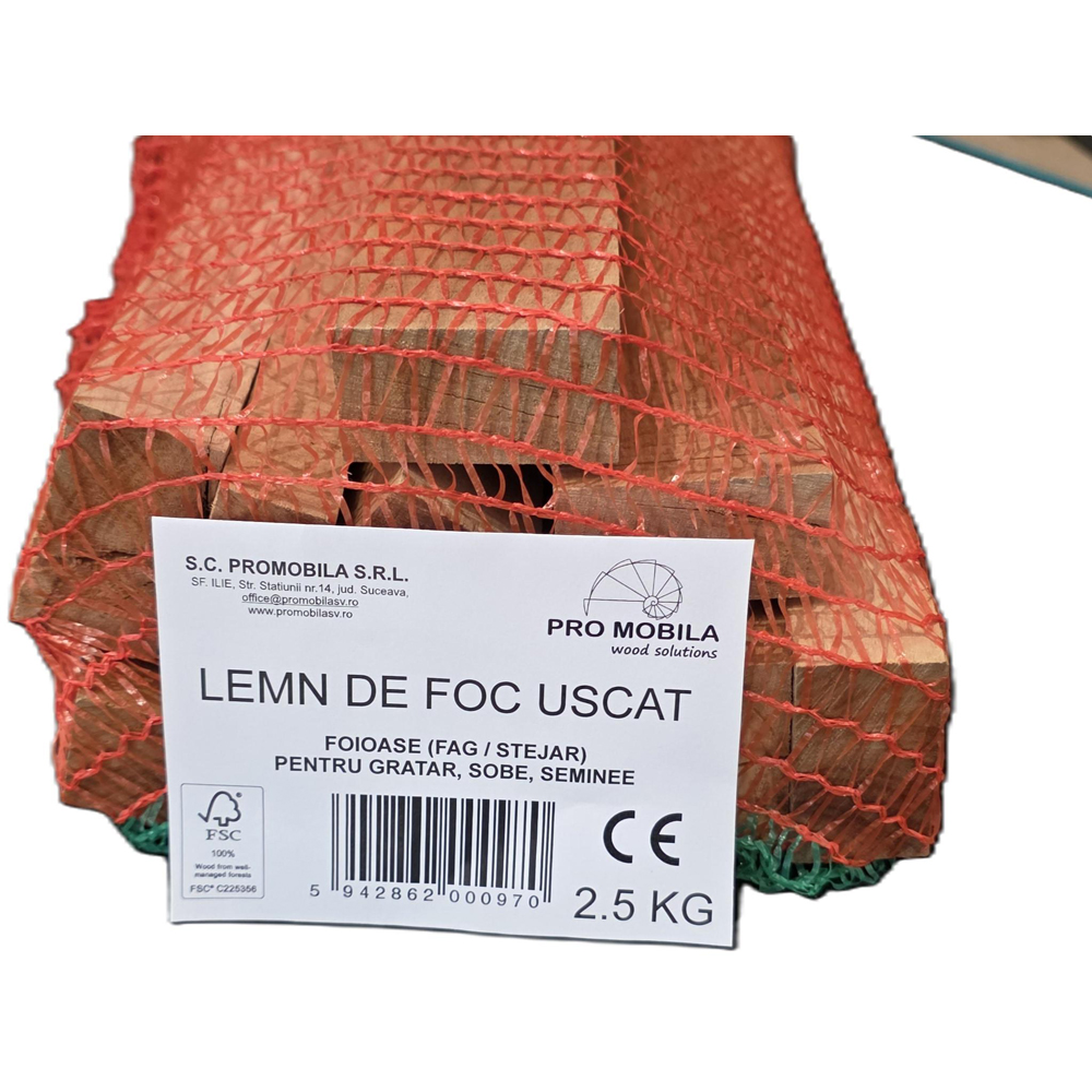 Lemne de foc uscate esenta tare Fag si Stejar Pro Mobila, 2.5 kg