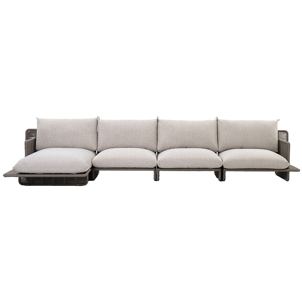Canapea terasa LIVINTWIST Cross 4, aluminiu, 112 x 173 x 80 cm, maro taupe