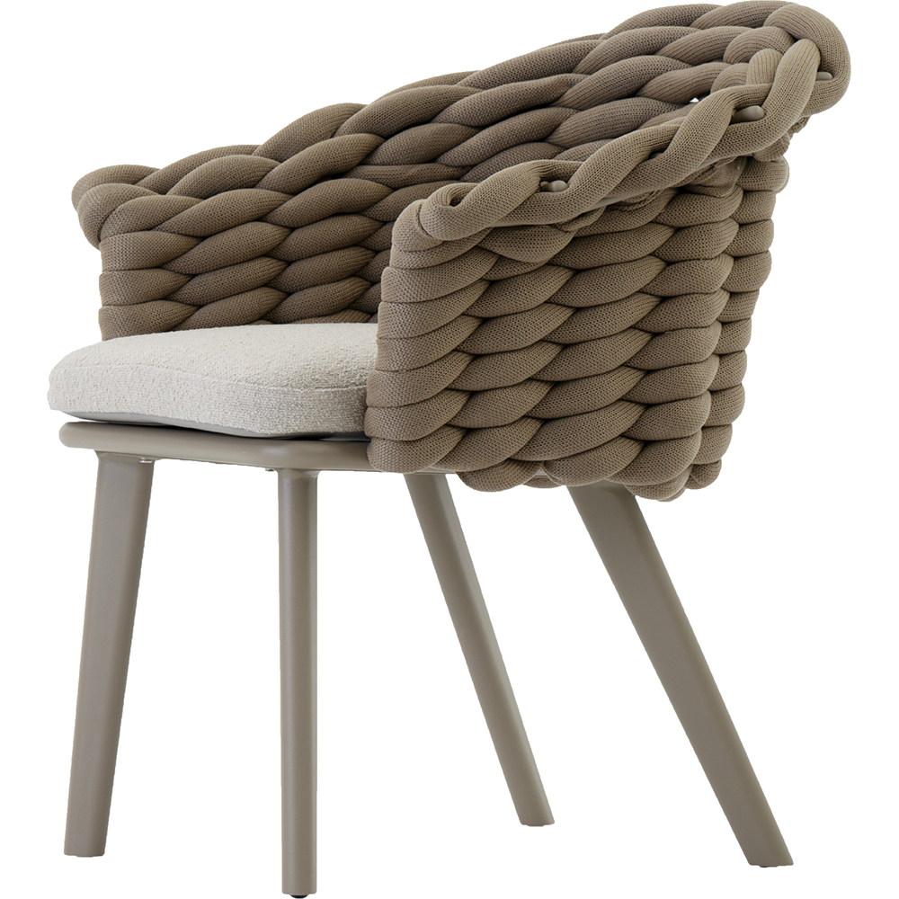 Scaun terasa LIVINTWIST Scroll, aluminiu, 68.5 x 69.5 x 81.5 cm, taupe