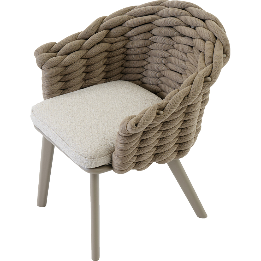 Scaun terasa LIVINTWIST Scroll, aluminiu, 68.5 x 69.5 x 81.5 cm, taupe