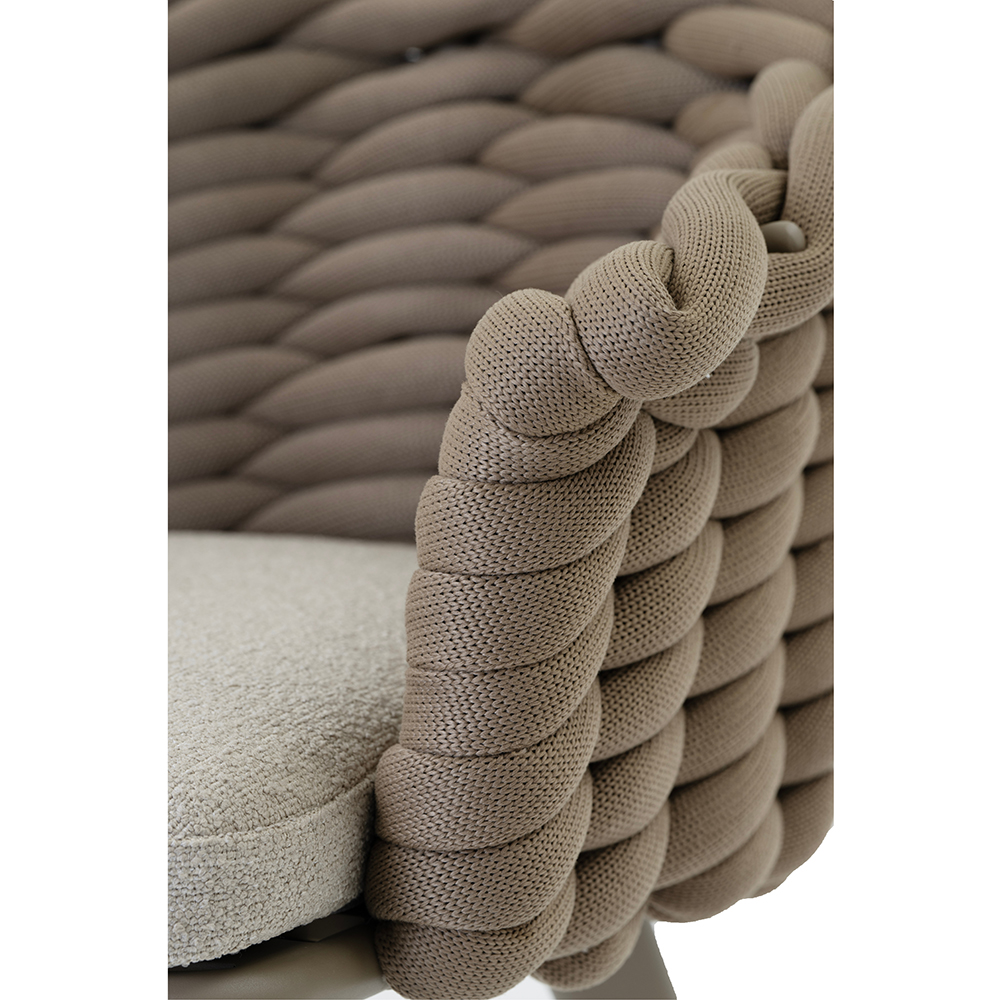 Scaun terasa LIVINTWIST Scroll, aluminiu, 68.5 x 69.5 x 81.5 cm, taupe
