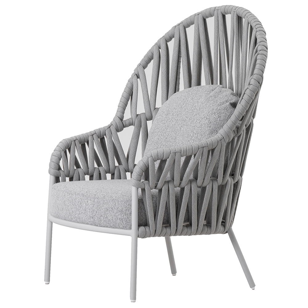 Scaun terasa LIVINTWIST Victory, aluminiu, 91.7 x 80 x 118 cm, gri deschis