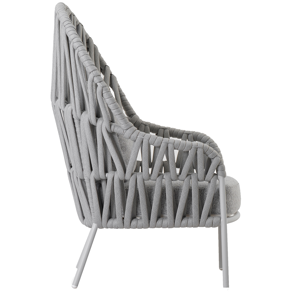 Scaun terasa LIVINTWIST Victory, aluminiu, 91.7 x 80 x 118 cm, gri deschis