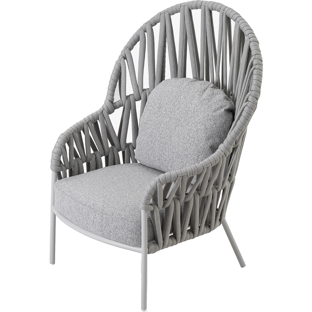 Scaun terasa LIVINTWIST Victory, aluminiu, 91.7 x 80 x 118 cm, gri deschis