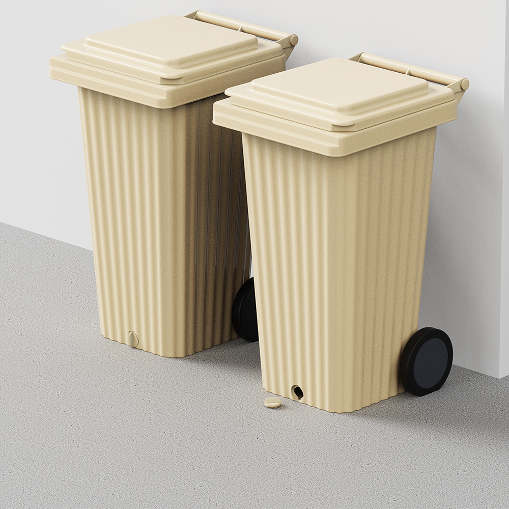 Europubela WAVE, cu evacuare, plastic, 120 l, galben