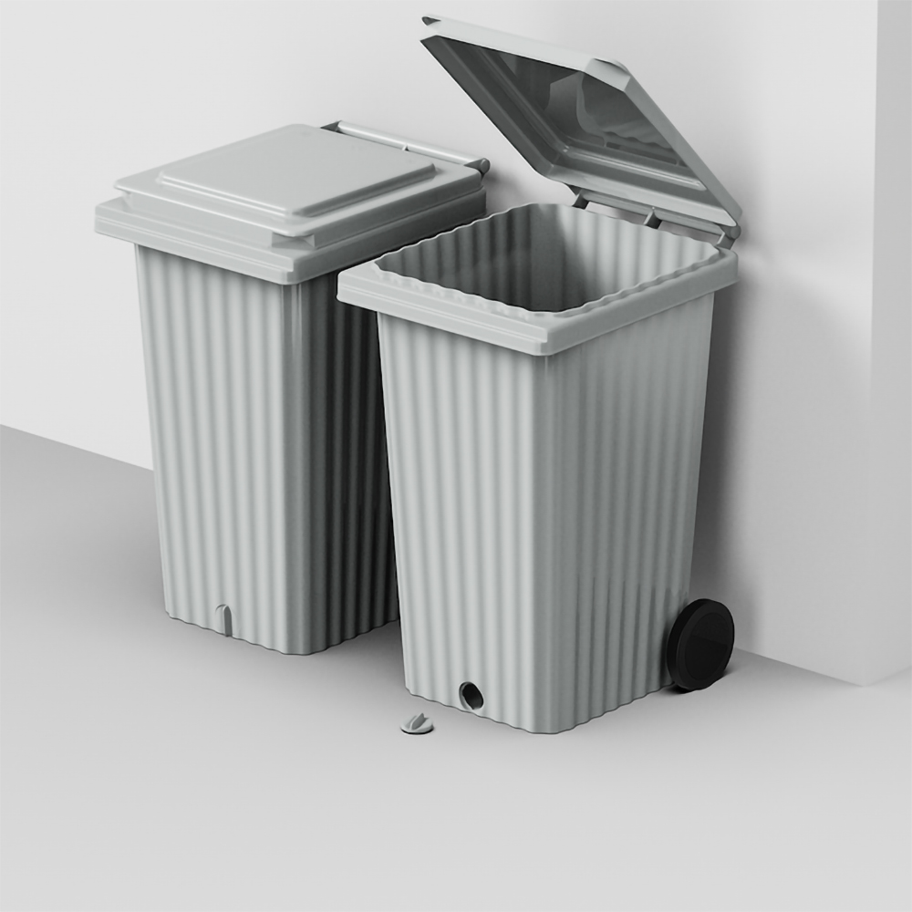 Europubela WAVE, cu evacuare, plastic, 240 l, gri deschis