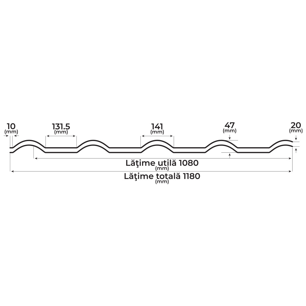 Tigla metalica BILKA Balcanic, visiniu mat (RAL 3005), 0.5 mm