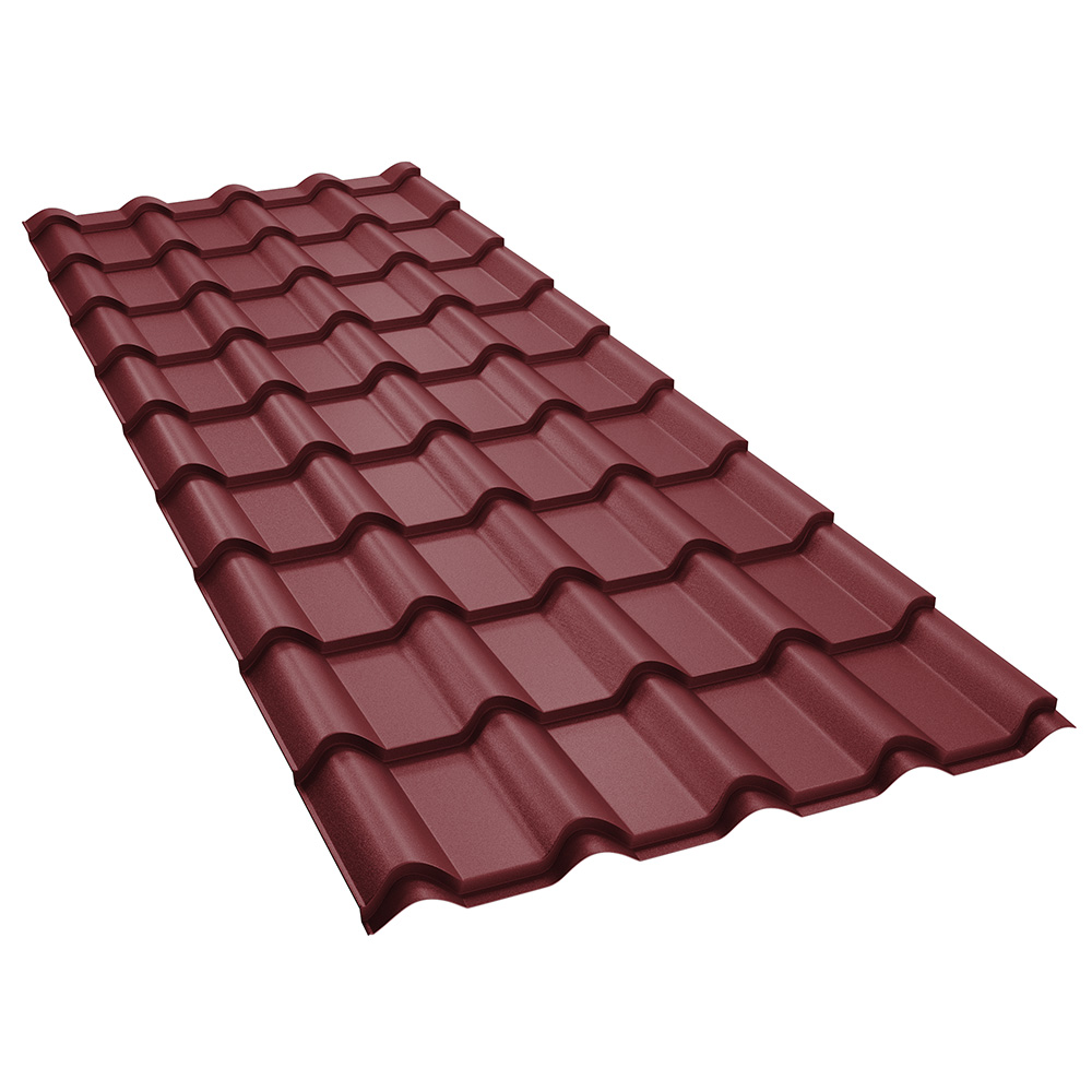 Tigla metalica BILKA Balcanic, visiniu mat (RAL 3005), 0.5 mm