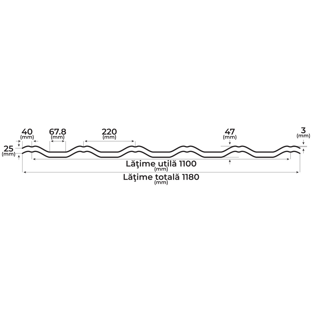 Tigla metalica BILKA Gotic, caramiziu mat (RAL 8004), 0.5 mm