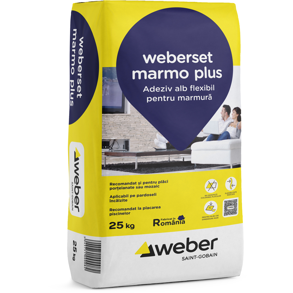 Adeziv pentru marmura WEBERSET Marmo Plus, alb, 25 kg