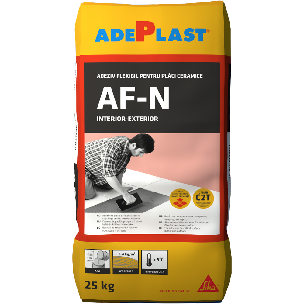 Adeziv gresie si faianta Adeplast AF-N, interior/exterior, gri, 25 kg