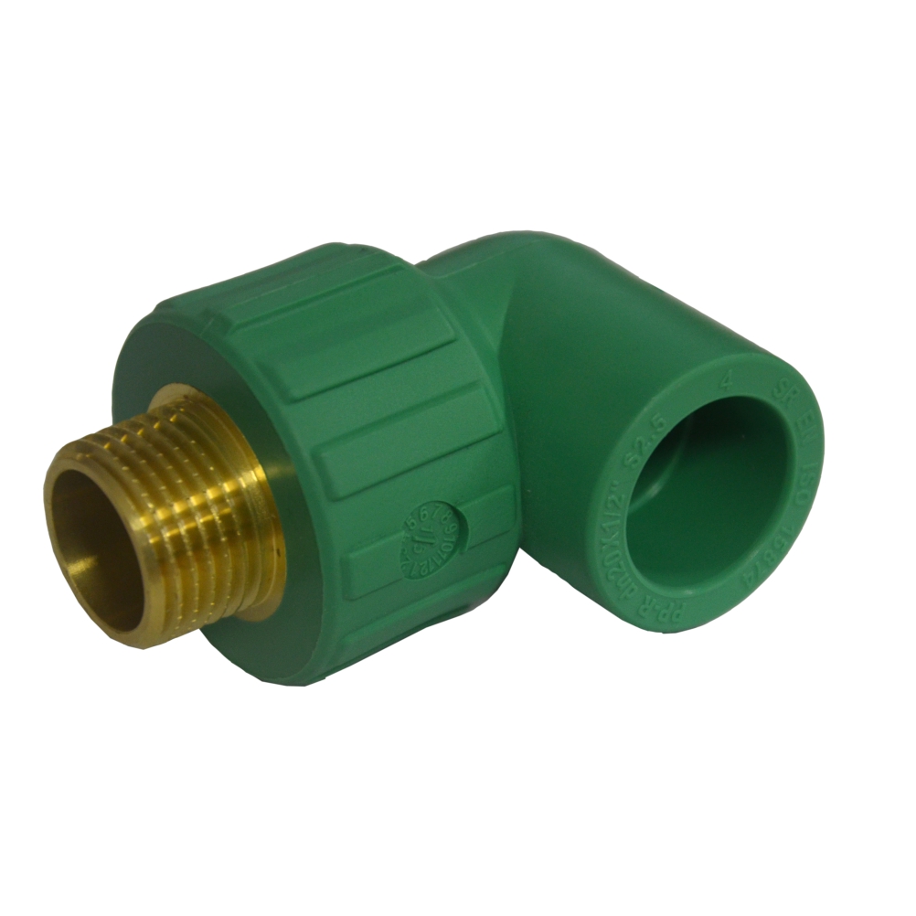 Cot PPR verde, 20 mm, racord 1/2, filet exterior, PN20 SDR6