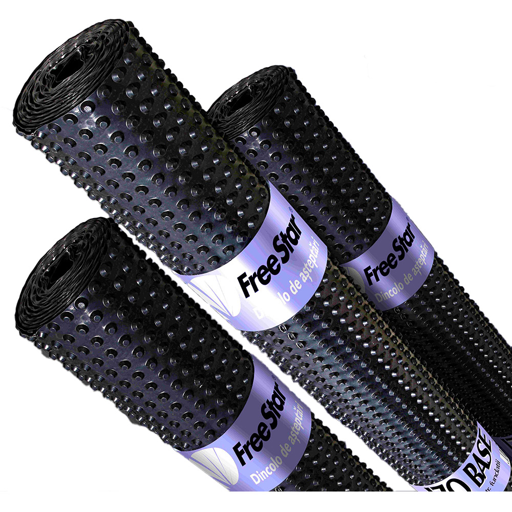 Membrana cramponata fundatie HDPE, 3 x 20 m, 60 mp, 400 microni, negru