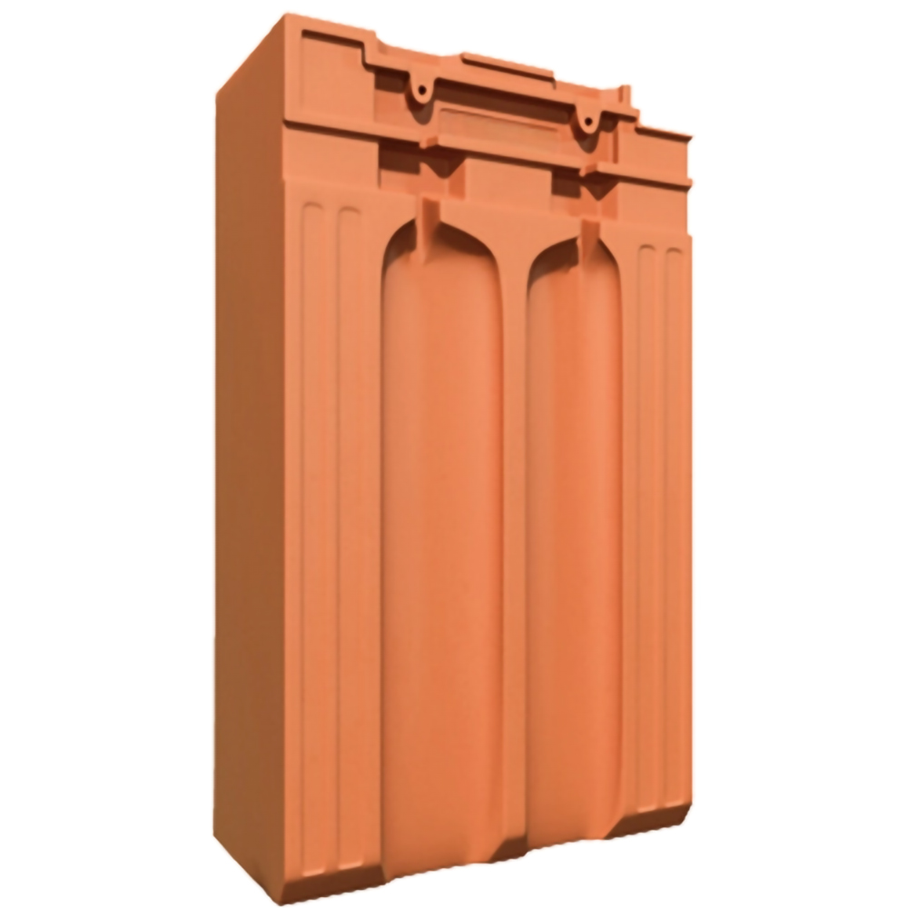 Tigla ceramica laterala stanga LEIER Francia, 49.2 x 31 cm, caramiziu, RAL 8004