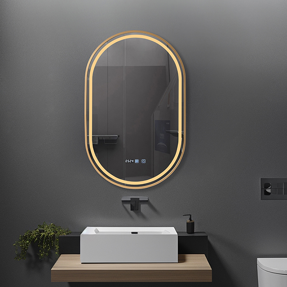 Oglinda baie BELFORM Fortuna, 50 x 4 x 80 cm, iluminare LED, auriu