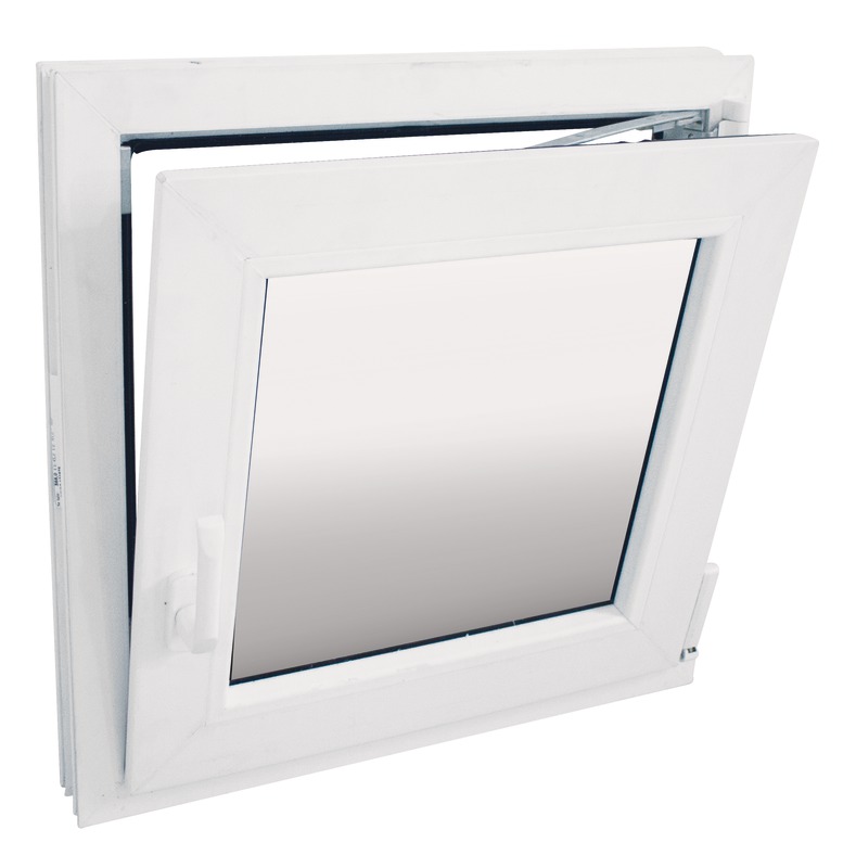 Fereastra termopan PVC, geam Clar + Low-E, alb, 4 camere, 56 x 56 cm, stanga, dubla deschidere, oscilobatanta  Extruplast