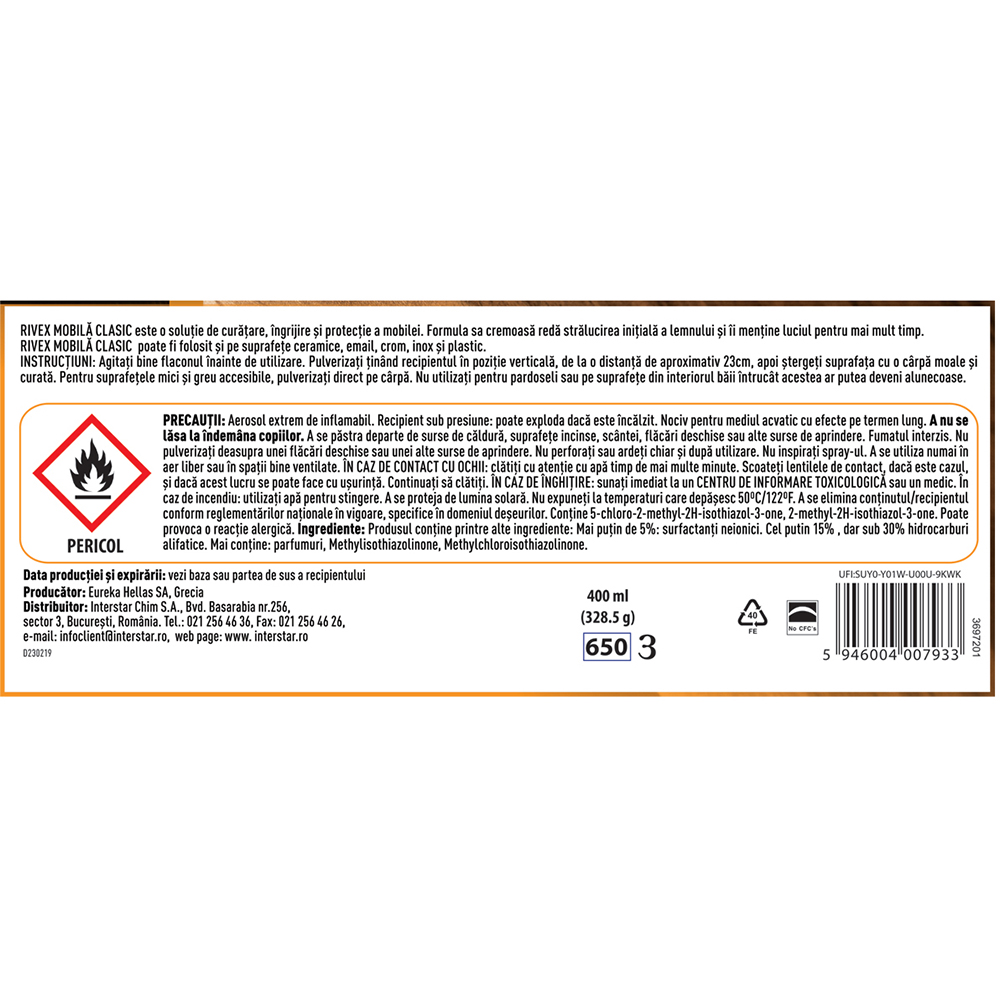 Spray mobila RIVEX Classic, 400 ml