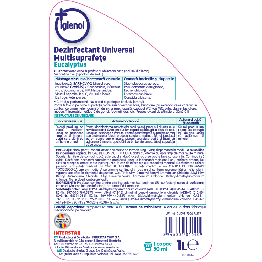 Dezinfectant pardoseli IGIENOL Eucalipt, 1 l