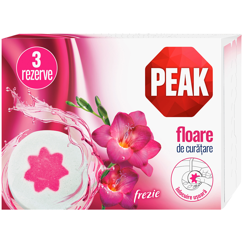 Rezerva odorizant toaleta PEAK Floare de curatare Frezie, 3 x 45g