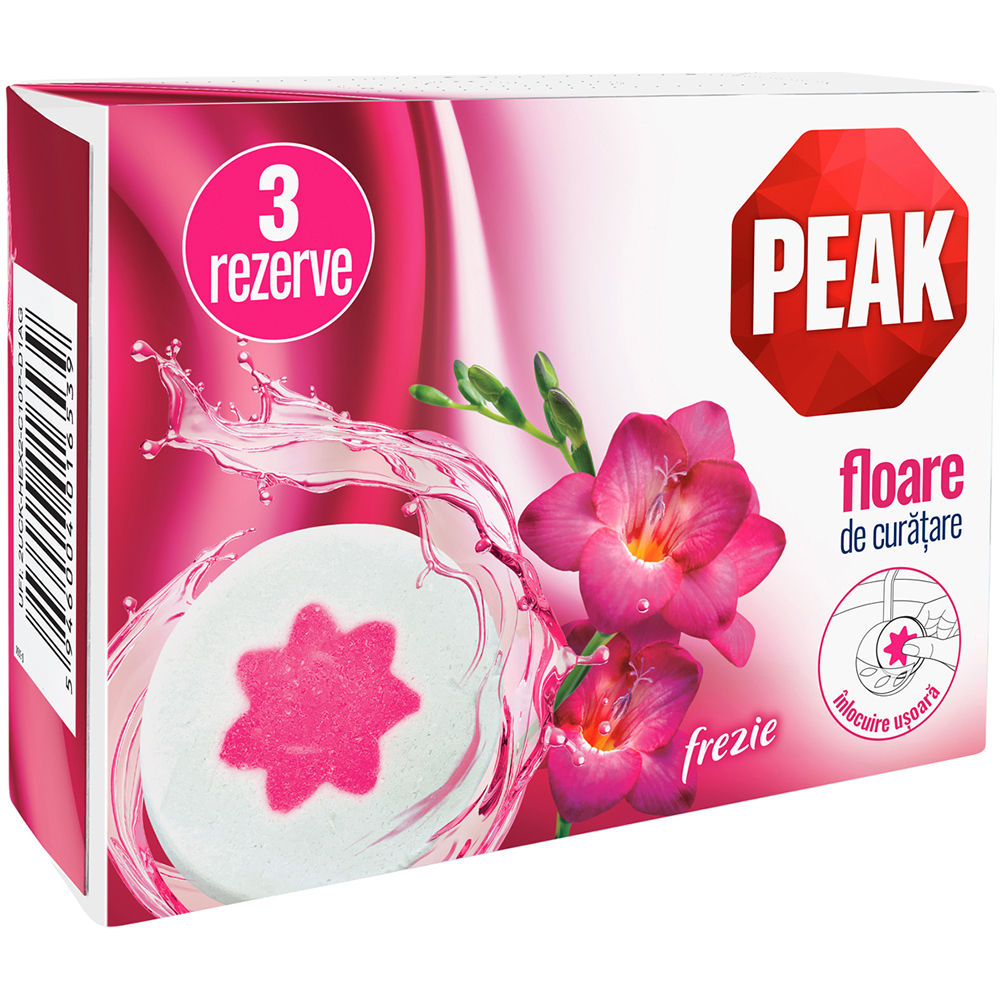 Rezerva odorizant toaleta PEAK Floare de curatare Frezie, 3 x 45g
