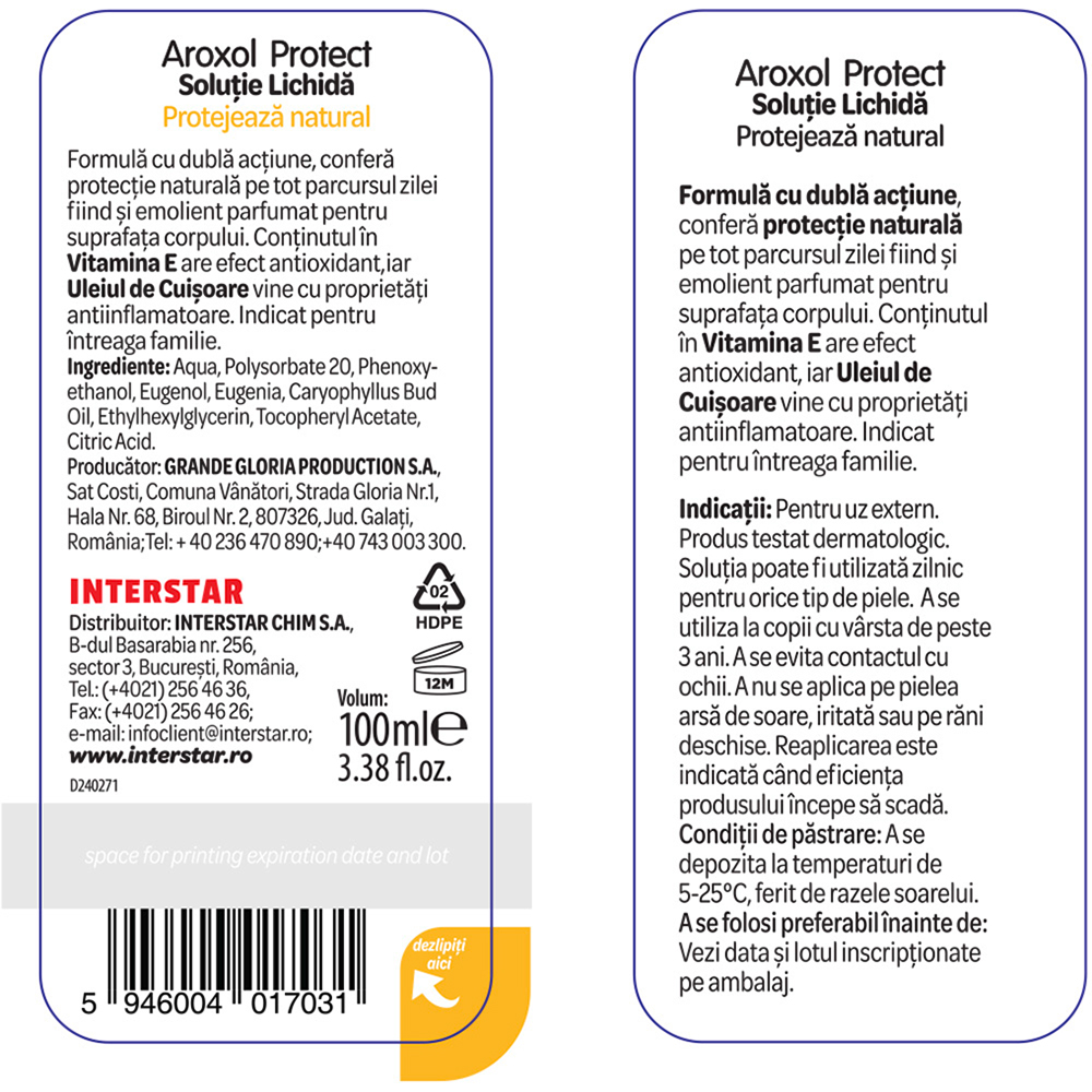 Solutie lichida AROXOL Protect, 100 ml