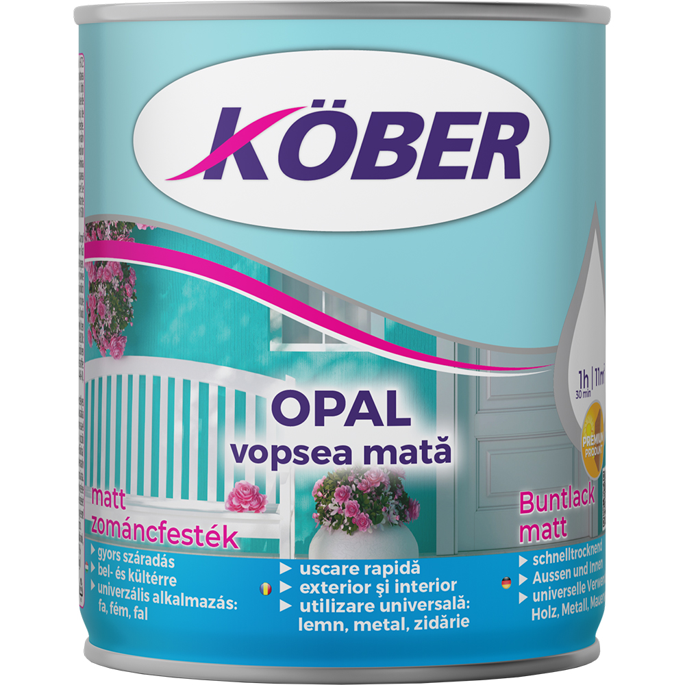 Vopsea KOBER, Opal turcoaz mat, 0.75l