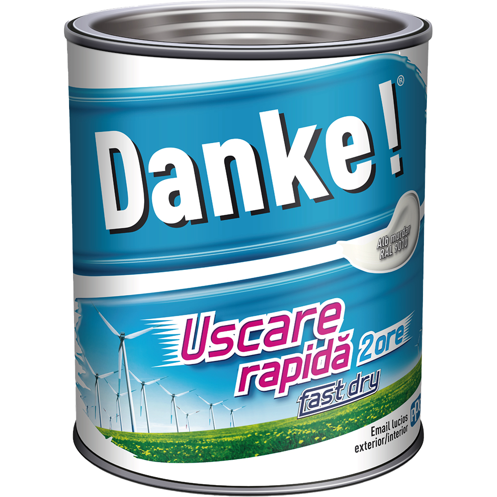 Email DANKE Uscare rapida RAL 9010, 2.5L, alb murdar